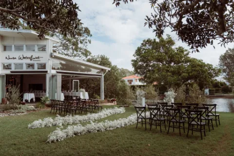 The picture is a wedding ceremony and venue set up